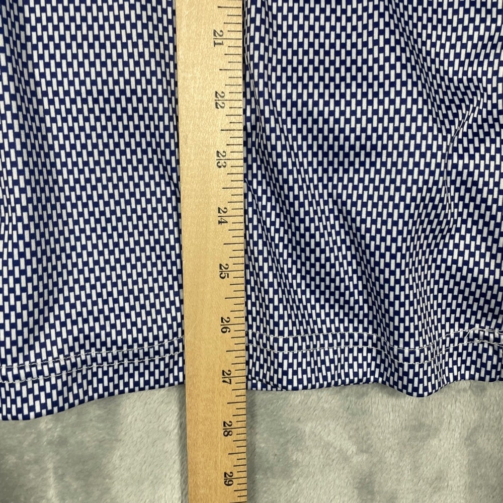 Collars & Co Mens Dress Collar Polo Shirt Medium Blue White Geometric Print - Picture 6 of 8